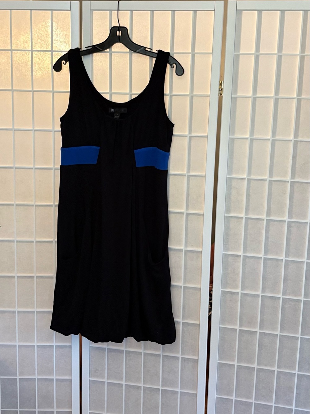 Black Tank Dress with Royal Blue Waist Panels